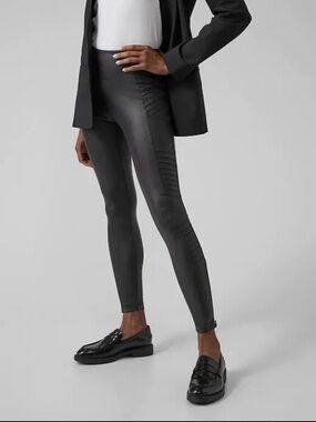 ATHLETA DELANCEY GLEAM MOTO TIGHT BLACK SIZE M